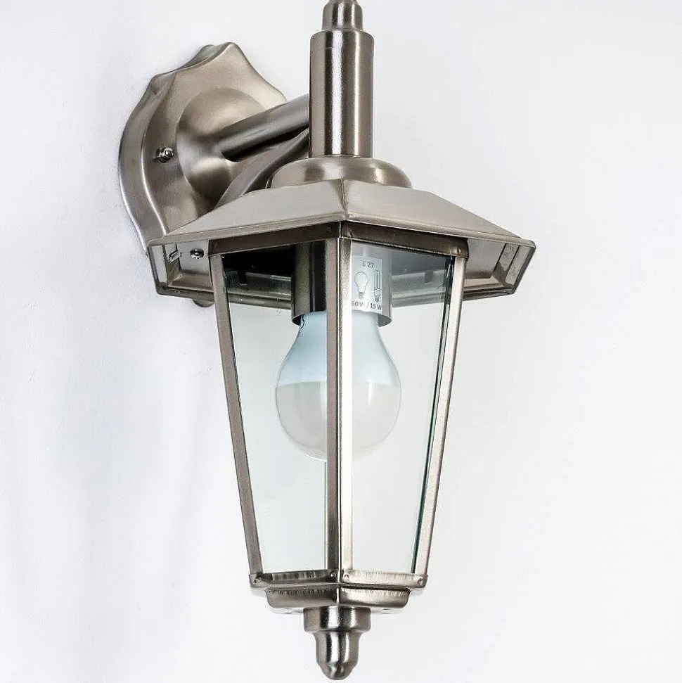 Applique Murale Moskau Down Acier Inoxydable, Transparent, 1 Lumiere