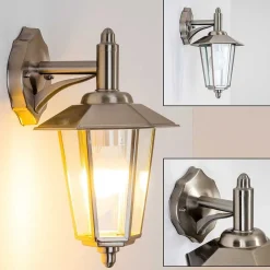 Applique Murale Moskau Down Acier Inoxydable, Transparent, 1 Lumiere