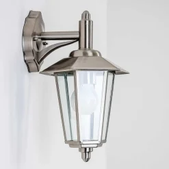 Applique Murale Moskau Down Acier Inoxydable, Transparent, 1 Lumiere