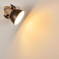 Applique Murale Orny Anthracite, Bois Clair, 1 Lumiere