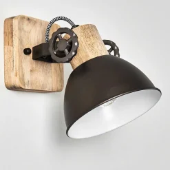 Applique Murale Orny Anthracite, Bois Clair, 1 Lumiere