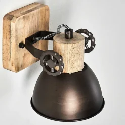 Applique Murale Orny Anthracite, Bois Clair, 1 Lumiere