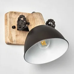 Applique Murale Orny Anthracite, Bois Clair, 1 Lumiere