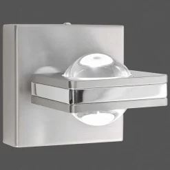 Applique Murale Paul Neuhaus Q-Fisheye Led Acier Inoxydable, 2 Lumieres, Telecommandes, Changeur De Couleurs