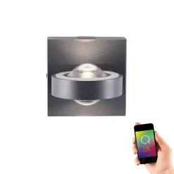 Applique Murale Paul Neuhaus Q-Mia Led Anthracite, 2 Lumieres, Telecommandes
