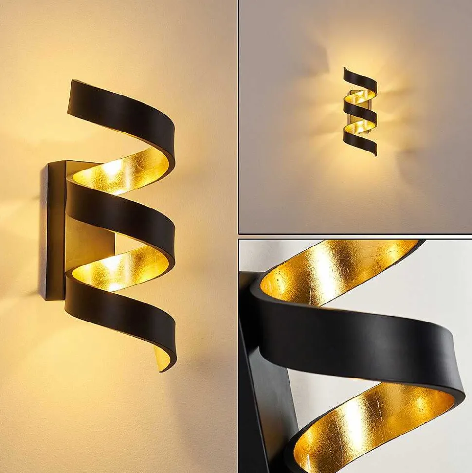 Applique Murale Rezat Led Noir Dore, 1 Lumiere