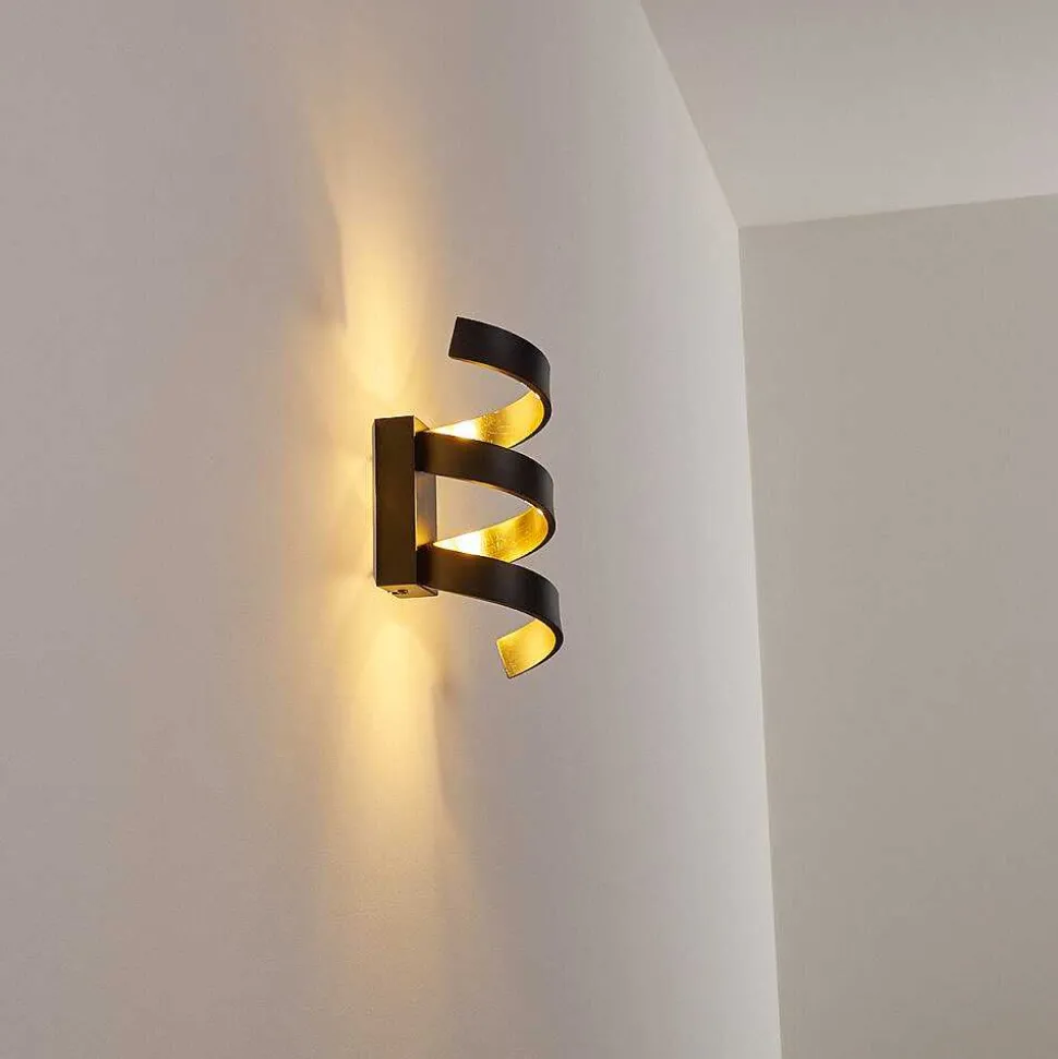 Applique Murale Rezat Led Noir Dore, 1 Lumiere