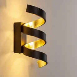 Applique Murale Rezat Led Noir Dore, 1 Lumiere