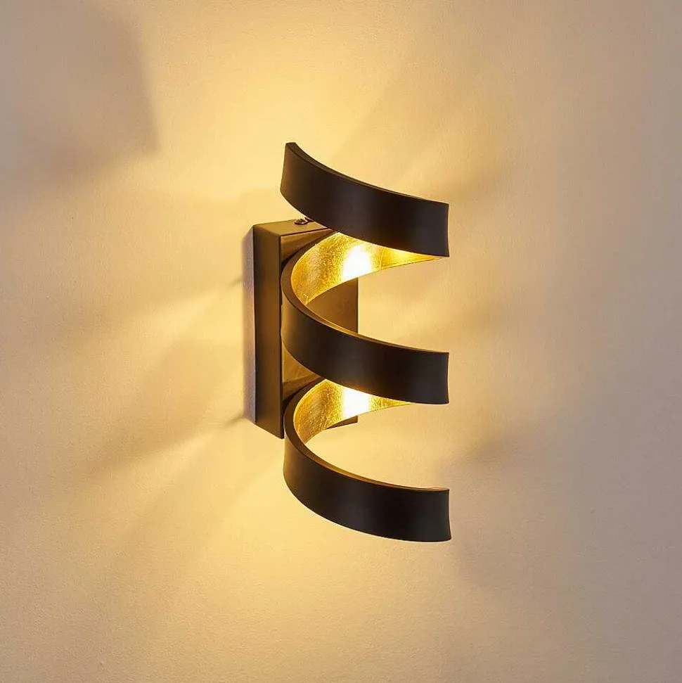 Applique Murale Rezat Led Noir Dore, 1 Lumiere