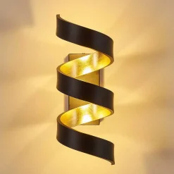 Applique Murale Rezat Led Noir Dore, 1 Lumiere