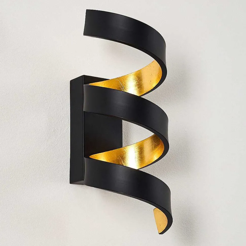 Applique Murale Rezat Led Noir Dore, 1 Lumiere