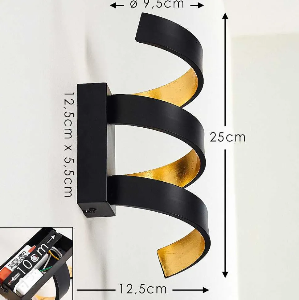 Applique Murale Rezat Led Noir Dore, 1 Lumiere