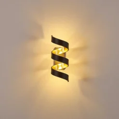 Applique Murale Rezat Led Noir Dore, 1 Lumiere