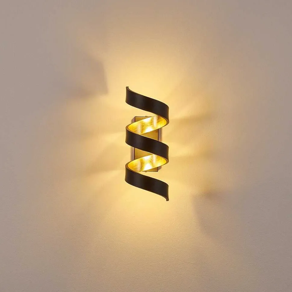 Applique Murale Rezat Led Noir Dore, 1 Lumiere