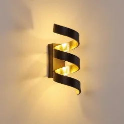 Applique Murale Rezat Led Noir Dore, 1 Lumiere