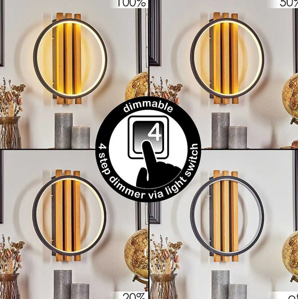 Applique Murale Rodekro Led Ecru, Noir, 1 Lumiere