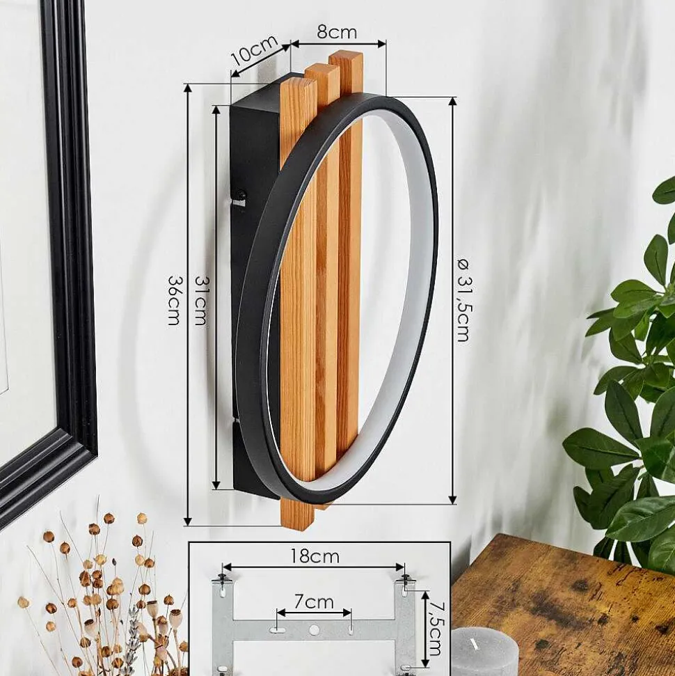 Applique Murale Rodekro Led Ecru, Noir, 1 Lumiere