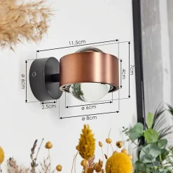 Applique Murale Sapri Cuivre, Noir, 1 Lumiere