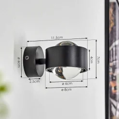 Applique Murale Sapri Noir, 1 Lumiere