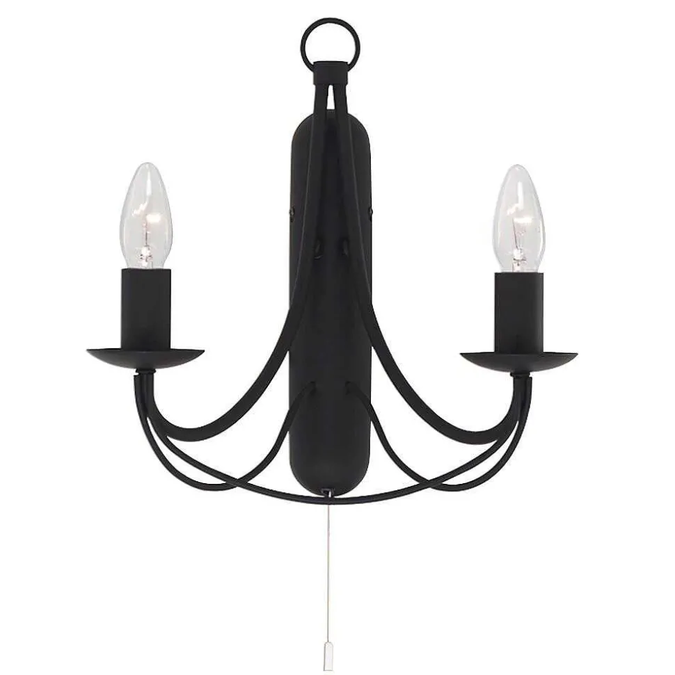 Applique Murale Searchlight Maypole Noir, 2 Lumieres