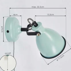 Applique Murale Selki Bleu, Noir, 1 Lumiere