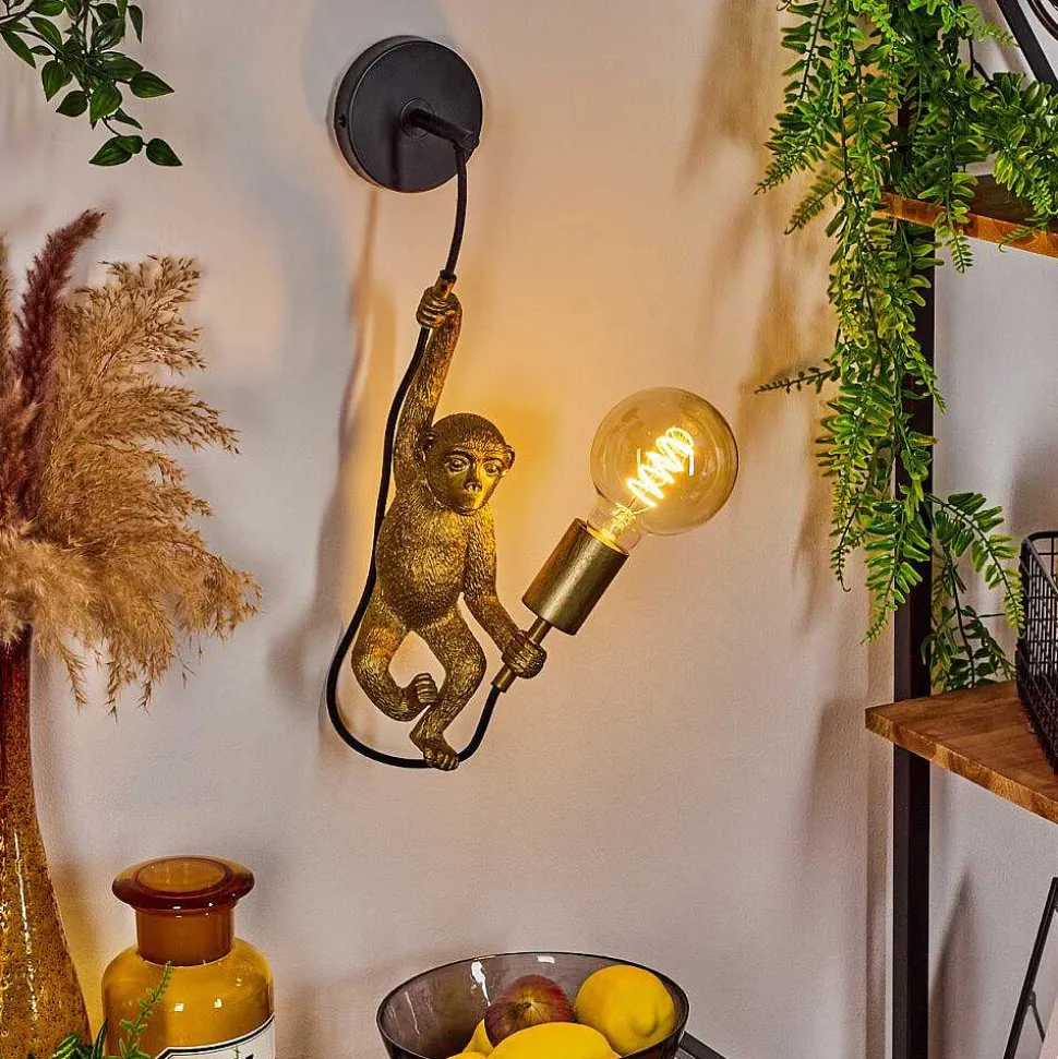 Applique Murale Suardi Or, Noir, 1 Lumiere