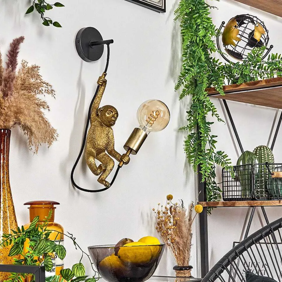 Applique Murale Suardi Or, Noir, 1 Lumiere