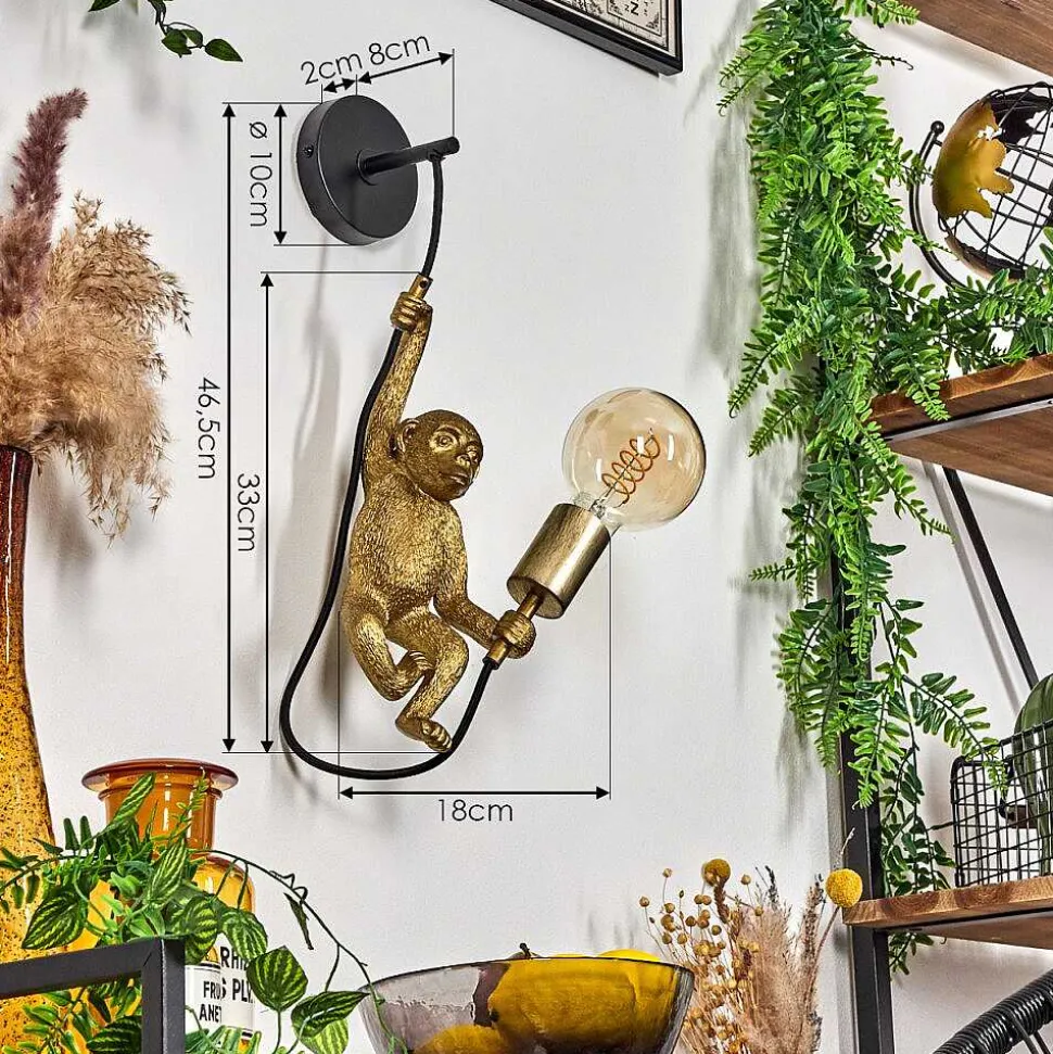 Applique Murale Suardi Or, Noir, 1 Lumiere