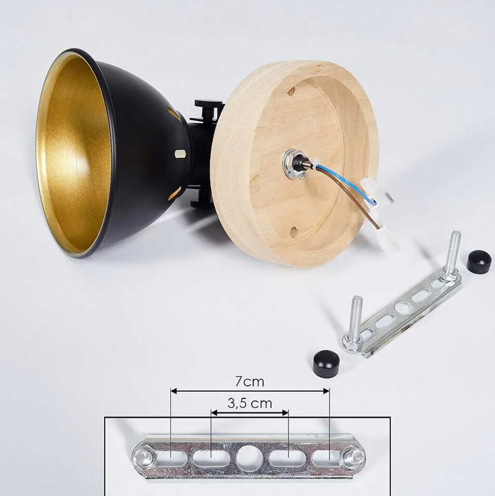 Applique Murale Tina Bois Fonce, Noir, 1 Lumiere