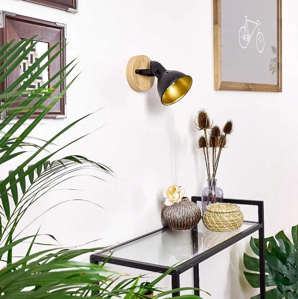 Applique Murale Tina Bois Fonce, Noir, 1 Lumiere