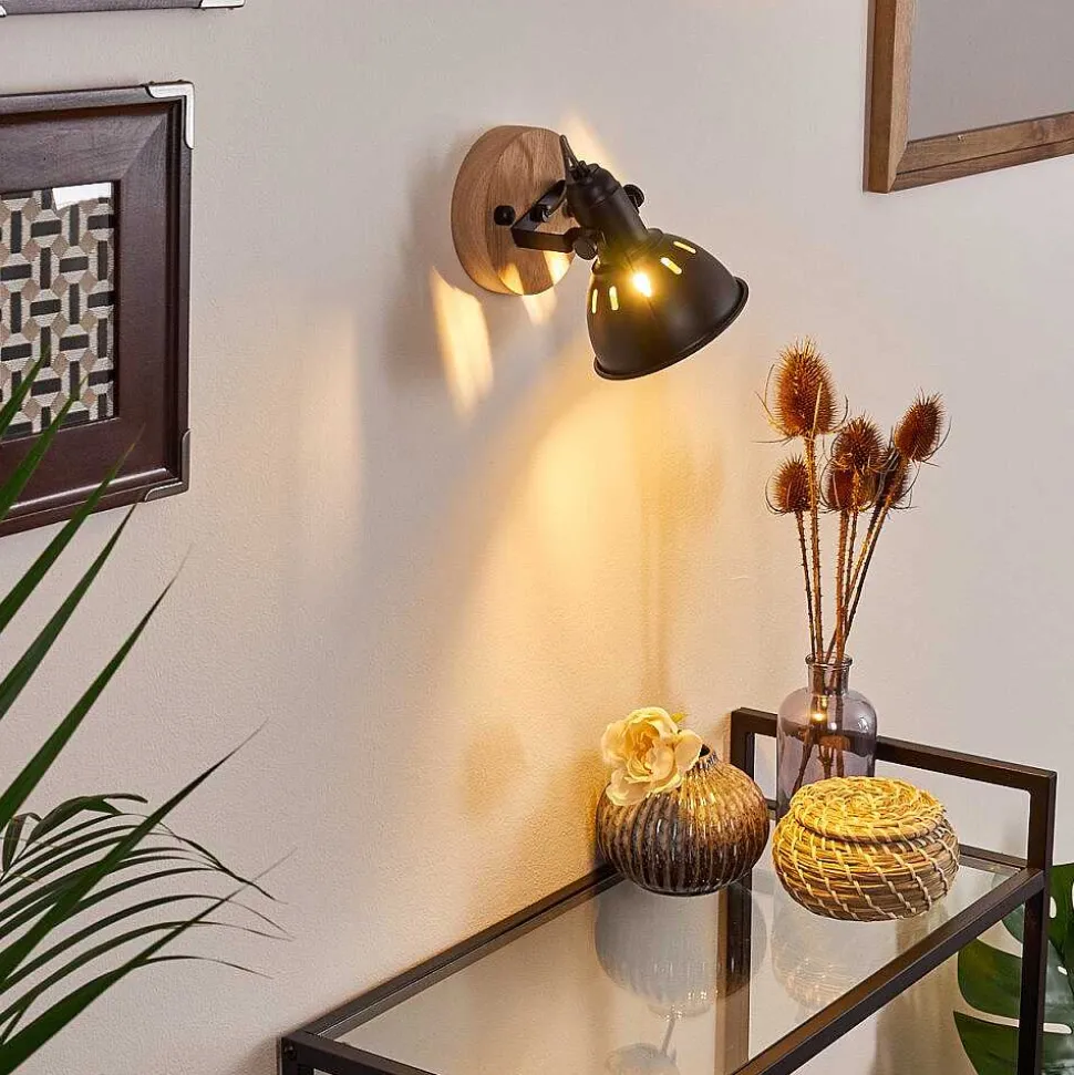 Applique Murale Tina Bois Fonce, Noir, 1 Lumiere