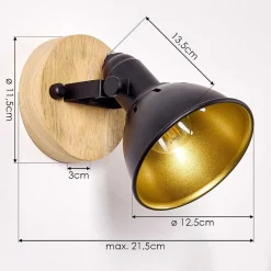 Applique Murale Tina Bois Fonce, Noir, 1 Lumiere