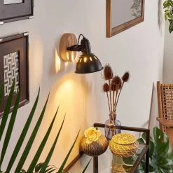 Applique Murale Tina Bois Fonce, Noir, 1 Lumiere