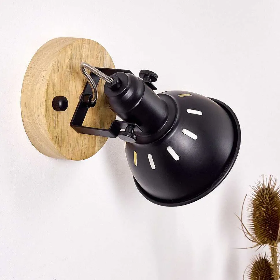 Applique Murale Tina Bois Fonce, Noir, 1 Lumiere