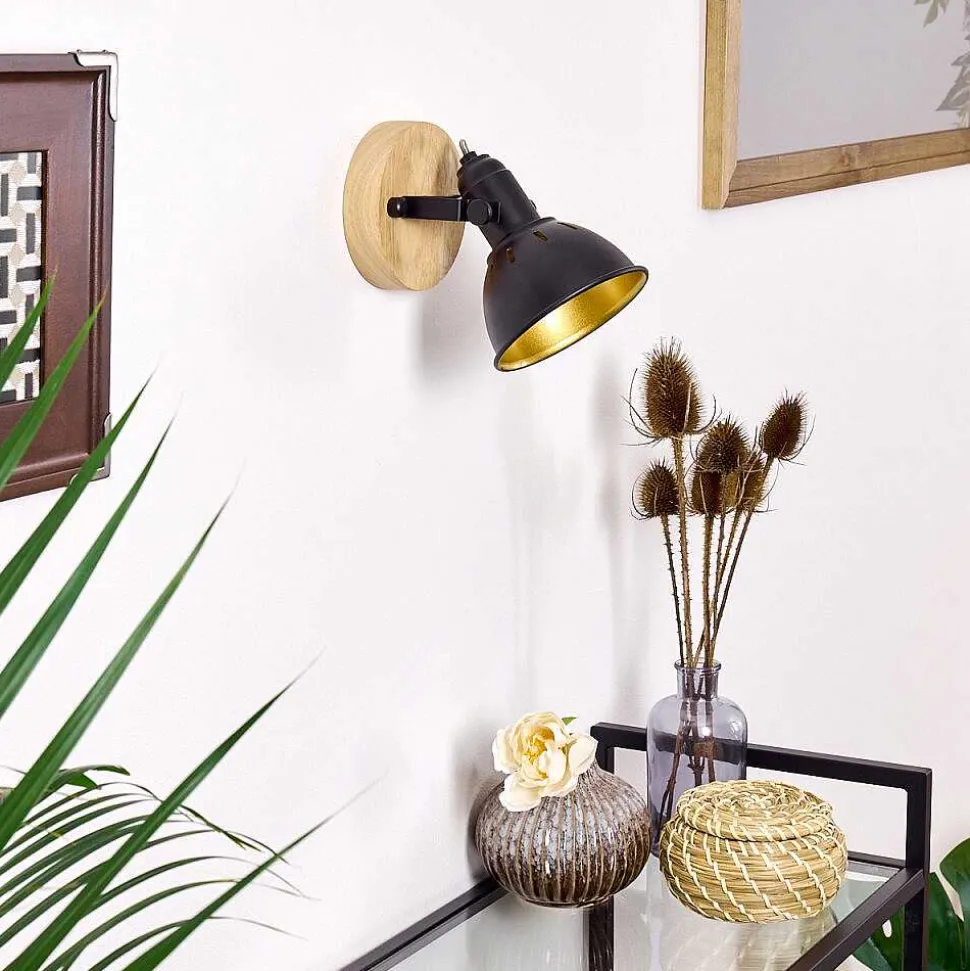 Applique Murale Tina Bois Fonce, Noir, 1 Lumiere