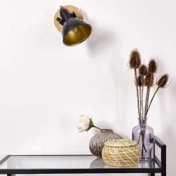 Applique Murale Tina Bois Fonce, Noir, 1 Lumiere