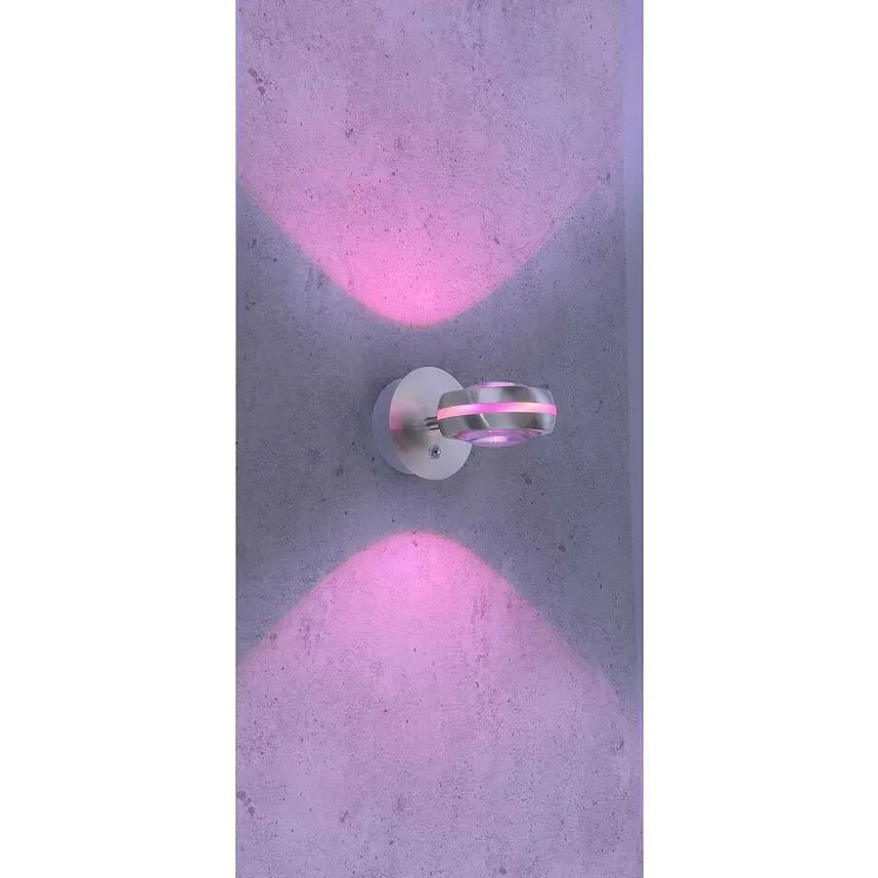 Applique Murale Trio Leuchten Vista Led Nickel Mat, 2 Lumieres, Telecommandes, Changeur De Couleurs