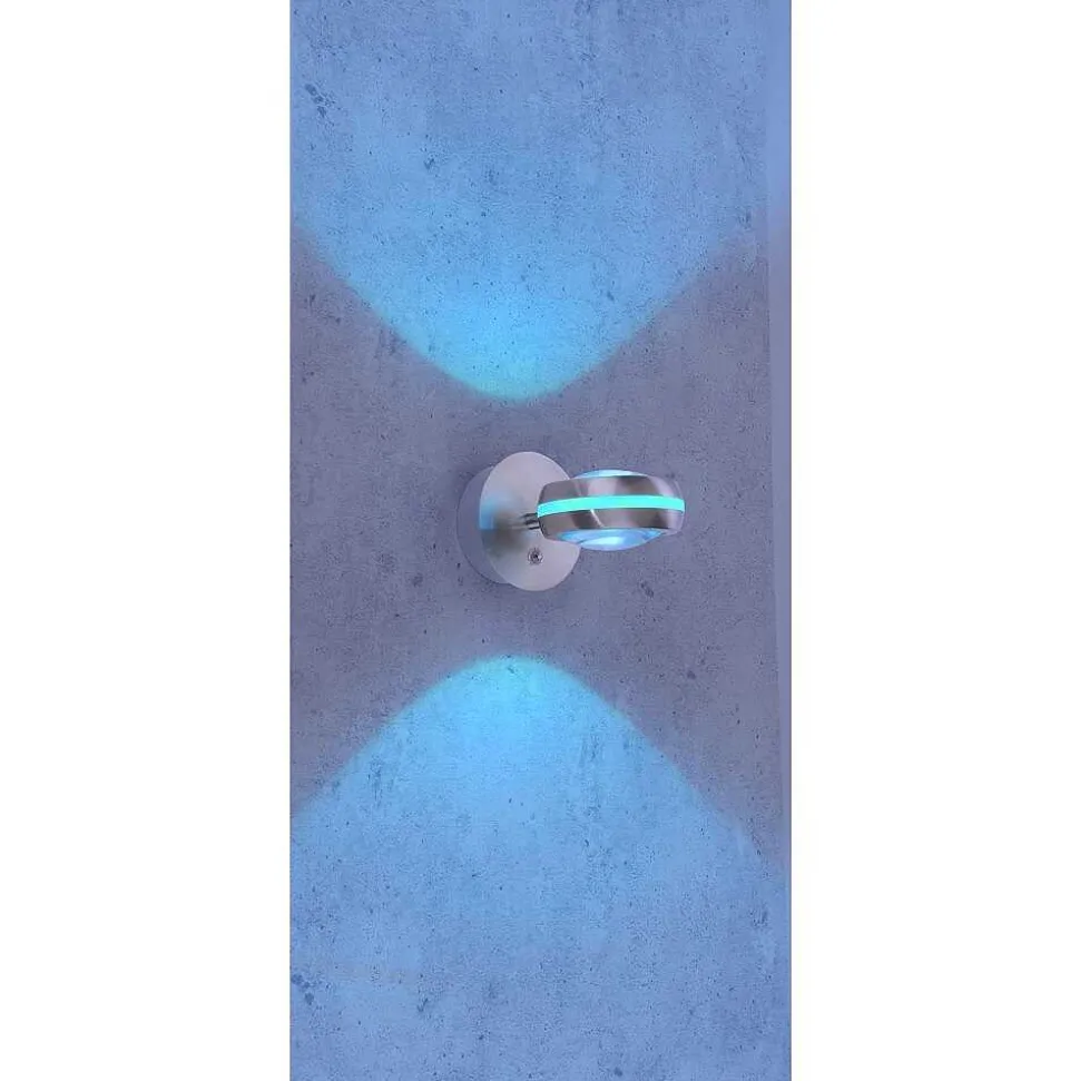Applique Murale Trio Leuchten Vista Led Nickel Mat, 2 Lumieres, Telecommandes, Changeur De Couleurs