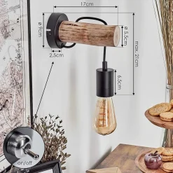 Applique Murale Yaak Ecru, Noir, 1 Lumiere