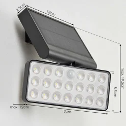 Applique Solaire Estampes Led Anthracite, 1 Lumiere, Detecteur De Mouvement