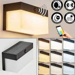 Applique Solaire Malalhue Led Noir, 1 Lumiere, Detecteur De Mouvement