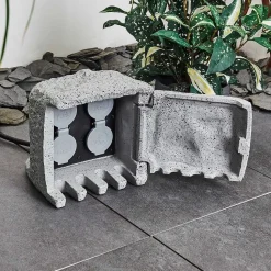 Bloc De Prises Électriques D'Exterieur Tinu Noir, Pierre