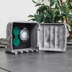 Bloc De Prises Électriques D'Exterieur Tinu Noir, Pierre