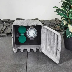 Bloc De Prises Électriques D'Exterieur Tinu Noir, Pierre