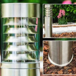 Borne D'Éclairage Dakar Acier Inoxydable, 1 Lumiere, Detecteur De Mouvement