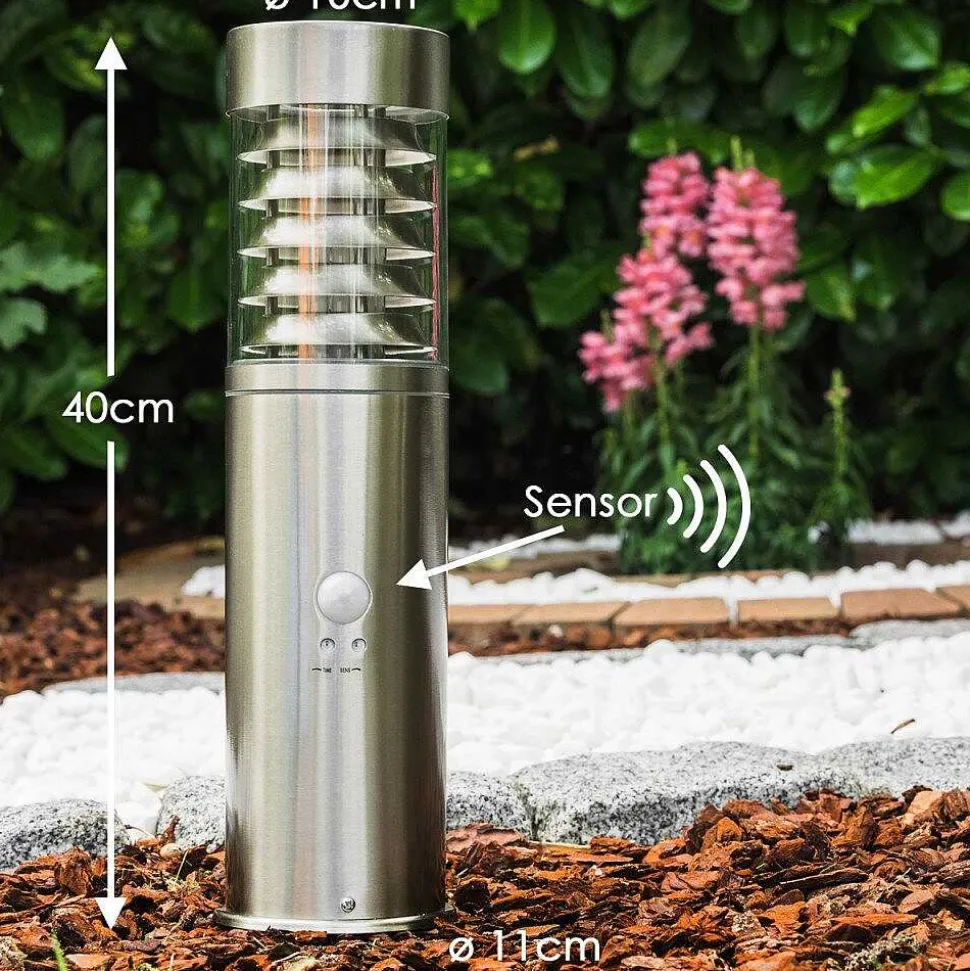 Borne D'Éclairage Dakar Acier Inoxydable, 1 Lumiere, Detecteur De Mouvement