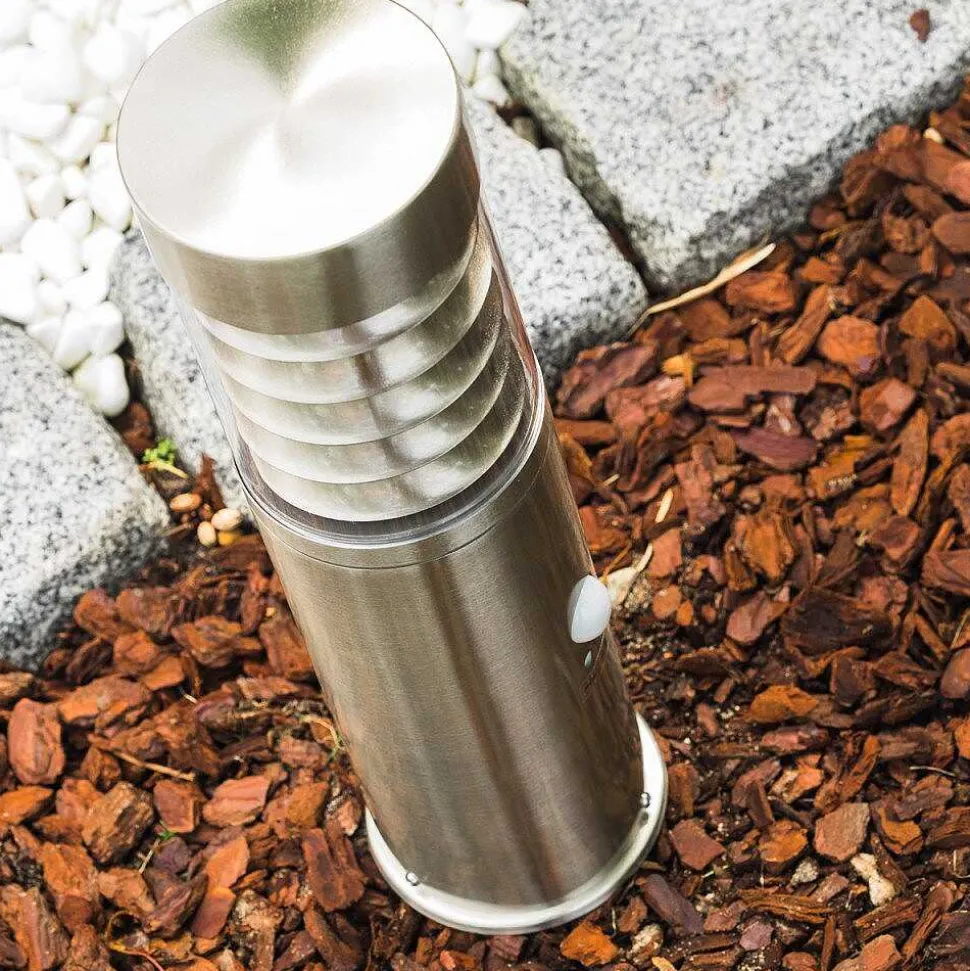Borne D'Éclairage Dakar Acier Inoxydable, 1 Lumiere, Detecteur De Mouvement