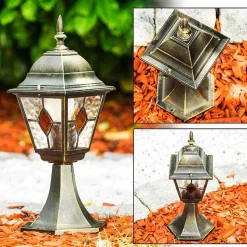 Borne Lumineuse Antibes Brun Dore, 1 Lumiere