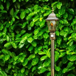 Borne Lumineuse Antibes Brun Dore, 1 Lumiere, Detecteur De Mouvement