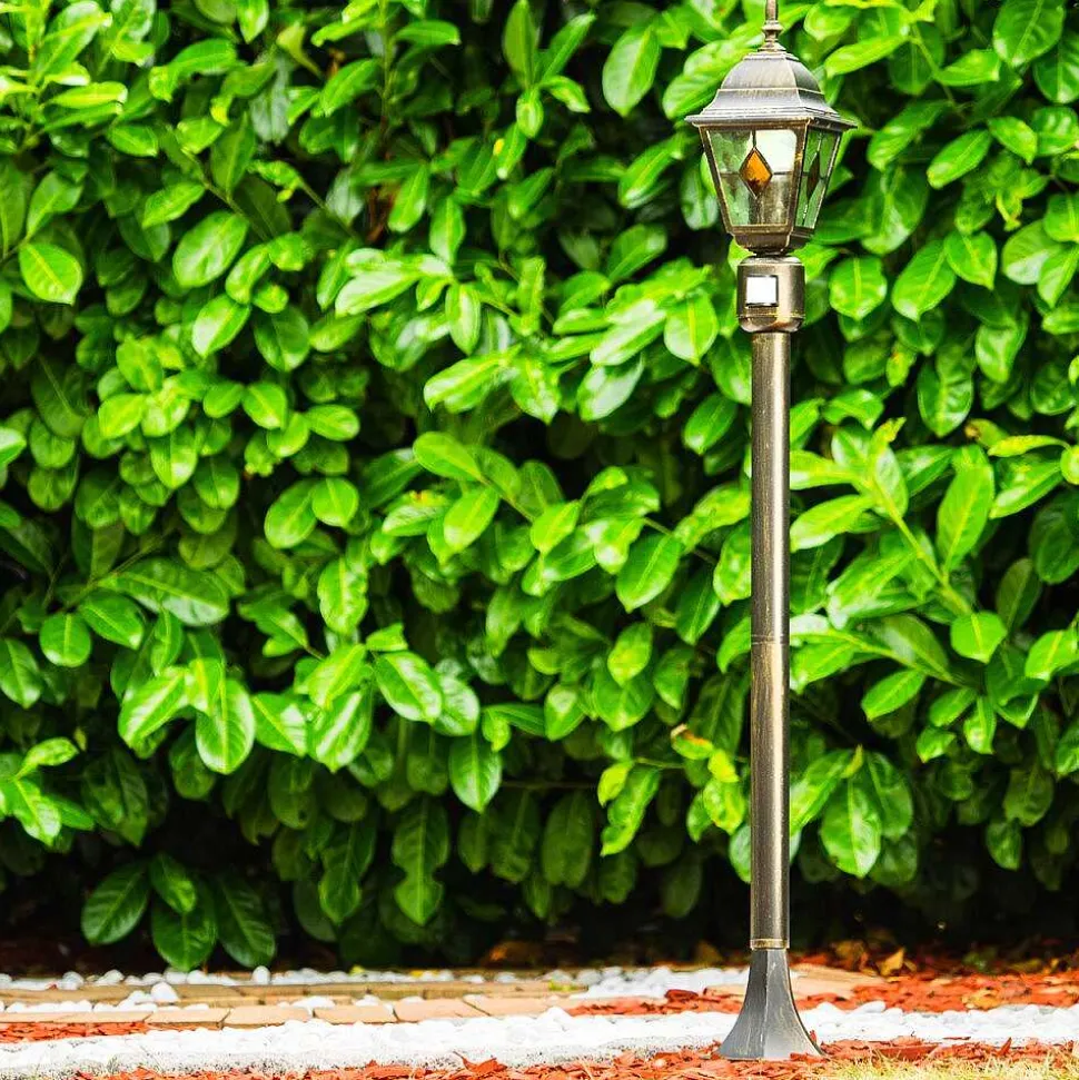 Borne Lumineuse Antibes Brun Dore, 1 Lumiere, Detecteur De Mouvement